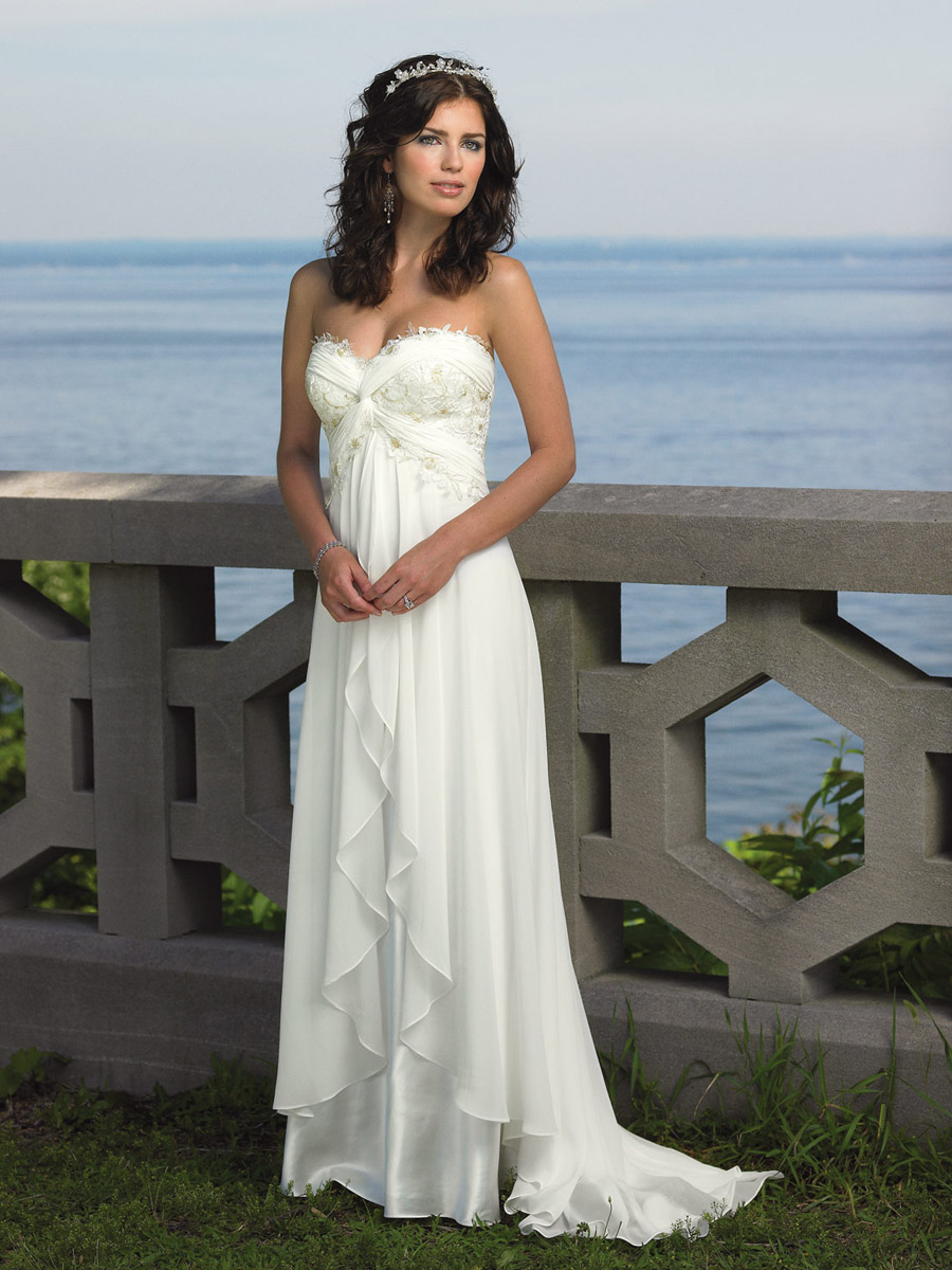 strapless-chiffon-sweetheart-beach-empire-wedding-dress
