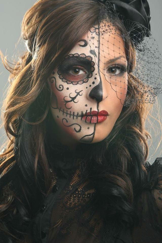 sugar skull Half Face Halloween Makeup