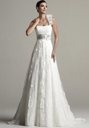 tulle-one-shoulder-empire-a-line-elegant-wedding-dress