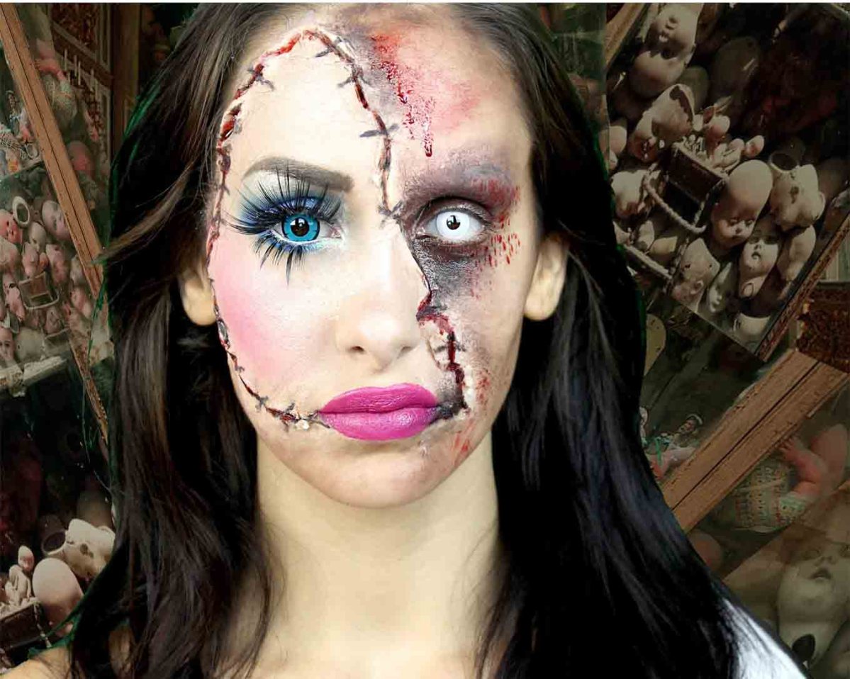 Scary Halloween Doll Makeup for Girls
