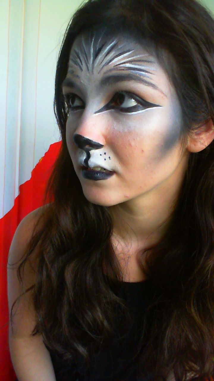 Wolf Face Halloween Makeup for Girls