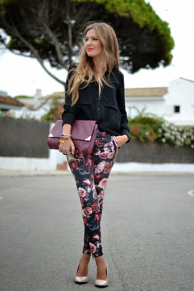 black-top-and-floral-pants