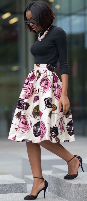 black-top-and-floral-skirt