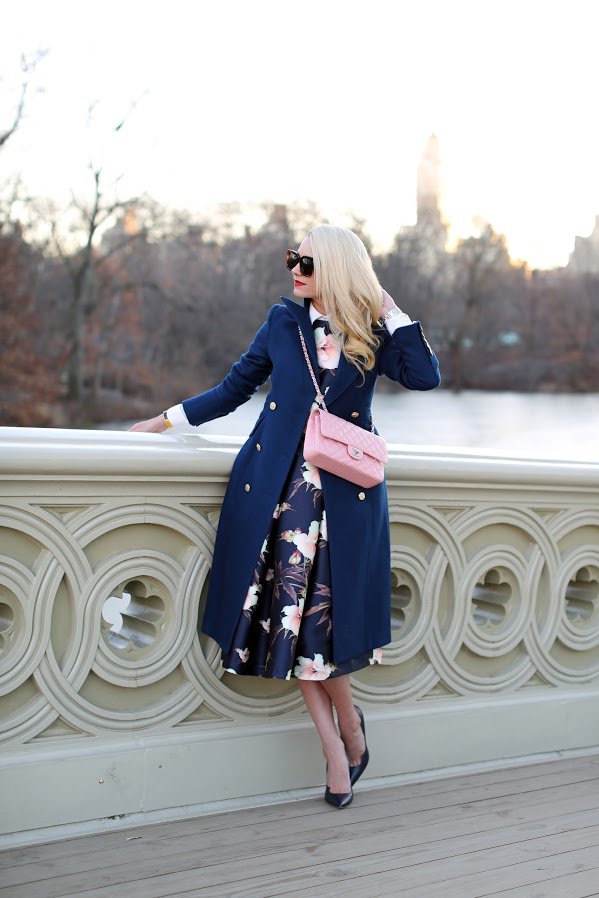 floral-dress-and-blue-trench