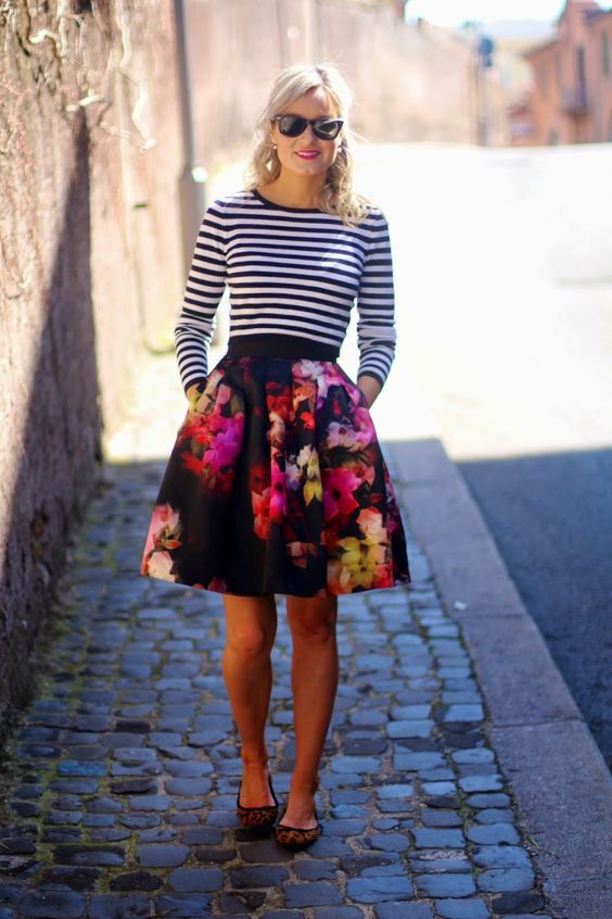 striped-top-and-floral-skirt