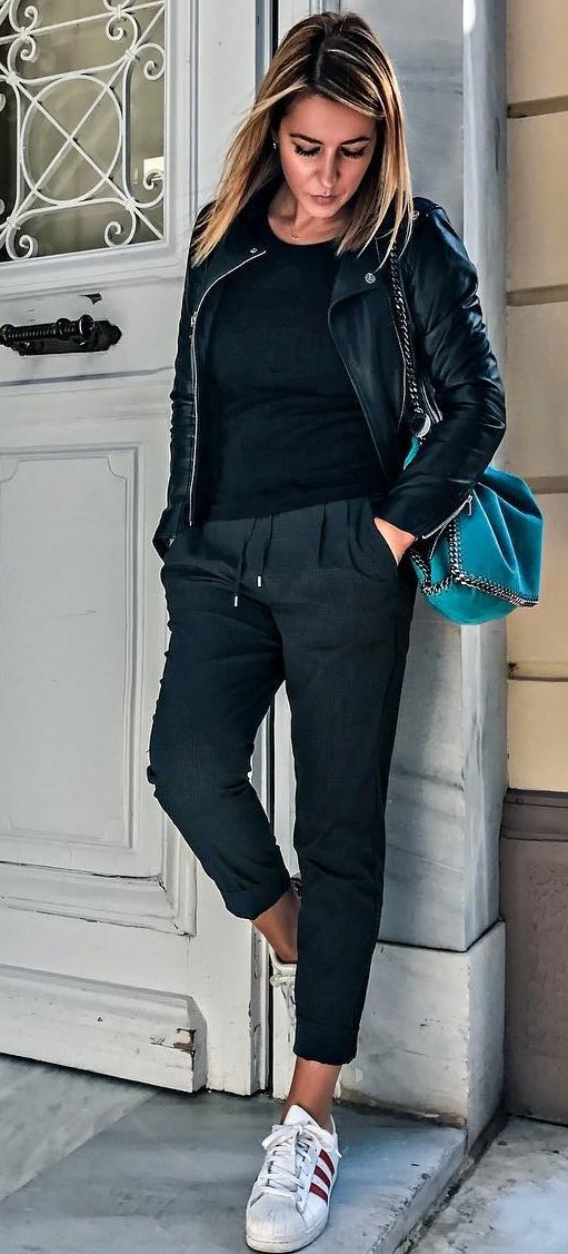 black-leather-jacket-black-sweater