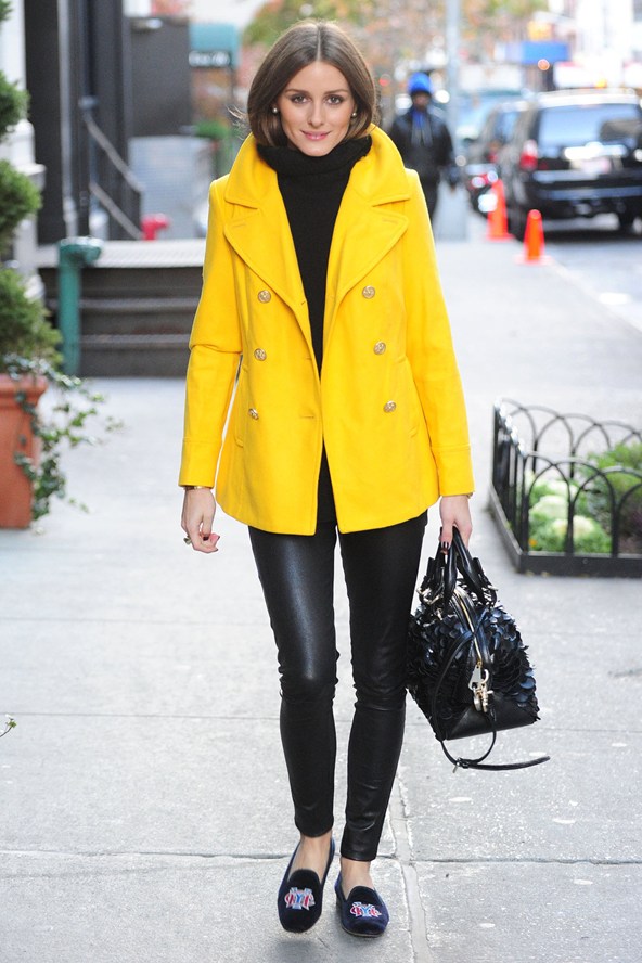 a-canary-yellow-pea-coat-black-leather-skinnies-and-a-roll-neck-looks-awesome