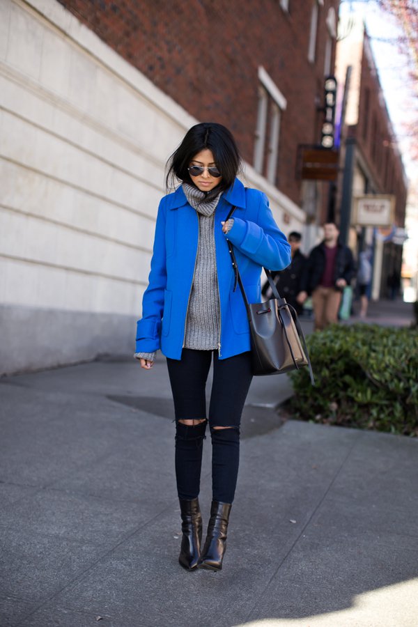 blue-jacket-grey-turtleneck-and-ripped-jeans