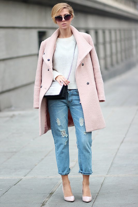 pale-pink-coat-white-sweater-and-ripped-jeans