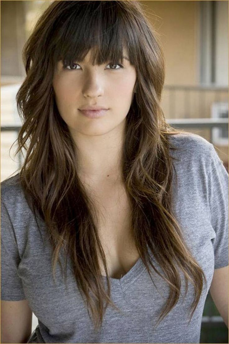 Effortless and Elegant Long Layered Haircuts with Bangs ...